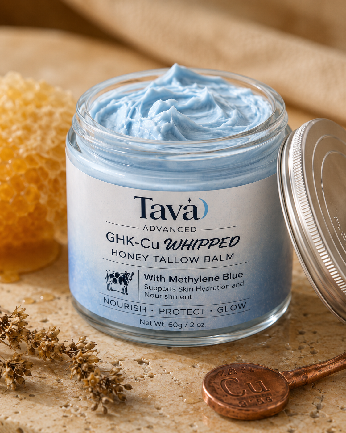 Tava Advanced GHK-Cu Whipped Tallow Honey Balm – Tava Skincare